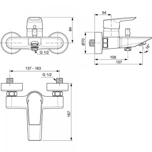 Одноручный смеситель для ванны Ideal Standard TESI A6583AA