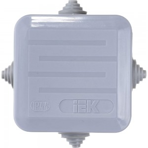 Распаячная коробка IEK открытой проводки, 70x70x40, IP44, КМ41236, 4 гермоввода,защелкивающаяся крышка UKOZ11-070-070-040-K41-44