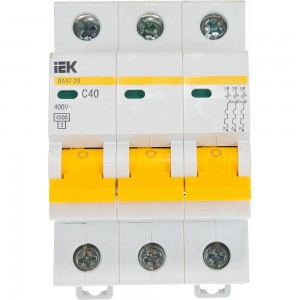 Выключатель автоматический ВА47-29 3p, 40А, С 4.5кА IEK MVA20-3-040-C