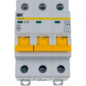 Автоматический 3-полюсный выключатель, 16А, С ВА47-29 4.5кА IEK MVA20-3-016-C