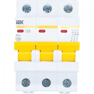 Автоматический 3-полюсный выключатель IEK ВА47-29 MVA20-3-025-C