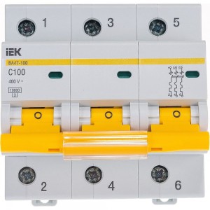 Автоматический модульный выключатель IEK 3п C 100А ВА 47-100 10кА ИЭК MVA40-3-100-C