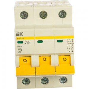 Автоматический 3-полюсный выключатель, 50А, С ВА47-29 4.5кА IEK MVA20-3-050-C