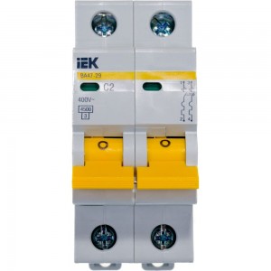Автоматический 2-полюсный выключатель, 2А, С ВА47-29 4.5кА IEK MVA20-2-002-C
