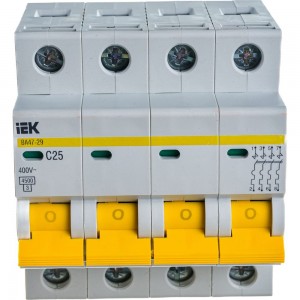 Автоматический модульный выключатель IEK 4п C 25А ВА 47-29 4.5кА ИЭК MVA20-4-025-C