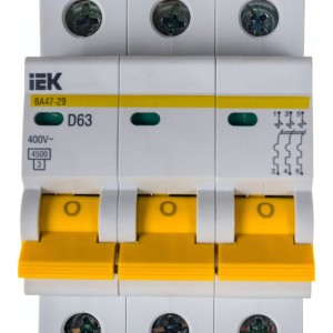 Автоматический модульный выключатель IEK ВА 47-29 3п, D, 63А, 4.5кА, ИЭК MVA20-3-063-D