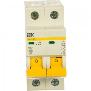 Автоматический 2-полюсный выключатель, 32А, С ВА47-29 4.5кА IEK MVA20-2-032-C