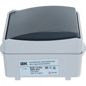 1-клавишный выключатель IEK ОП Форс 10А 250В IP54 BC20-1-0-ФСр ИЭК EVS10-K03-10-54-DC