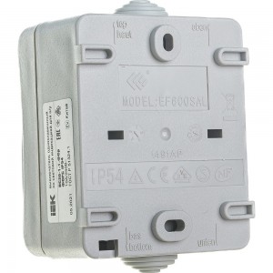 1-клавишный выключатель с подсветкой IEK ВС20-1-1-ФСр ФОРС, ОП, 10А, серый, IP54, ИЭК EVS11-K03-10-54-DC