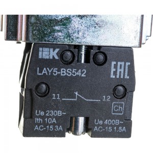 Аварийная кнопка управления IEK LAY5-BS542 Грибок, с фиксацией, ИЭК BBG90-BS-K04