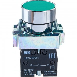 Кнопка управления IEK LAY5-BA31 без подсветки зеленая 1з ИЭК BBT60-BA-K06