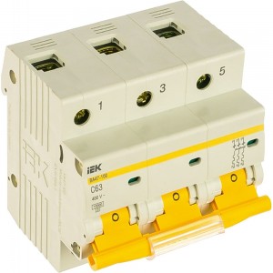 Автоматический трехполюсный выключатель IEK 63А С ВА47-100 10кА 9532848 MVA40-3-063-C