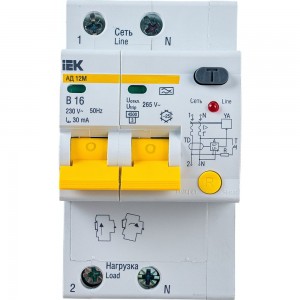 Дифференциальный автомат IEK АД12М 2Р B 16А 30мА MAD12-2-016-B-030