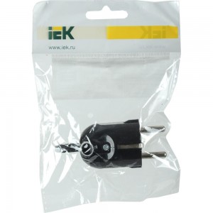 Разборная угловая вилка IEK ВПу12-02-Ст, с заземляющим контактом, с кольцом, 16А, черная EVP12-16-01-K02