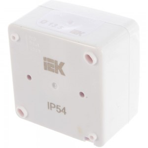 Одноклавишный кнопочный выключатель IEK ВСк20-1-0-ГПБ, открытой установки, IP54, цвет клавиш белый, ГЕРМЕС PLUS EVMP13-K01-10-54-EC