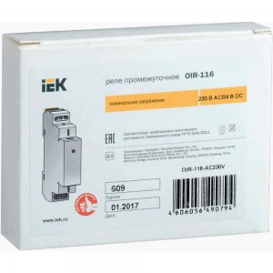 Промежуточное реле IEK OIR 1 контакт 16А 230В AC OIR-116-AC230V