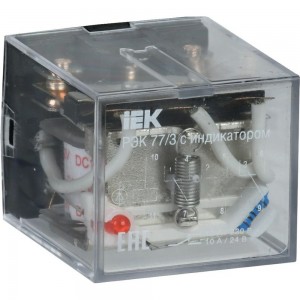 Реле IEK РЭК77/3 LY3 с индикацией 10А 24В DC RRP10-3-10-024D-LED