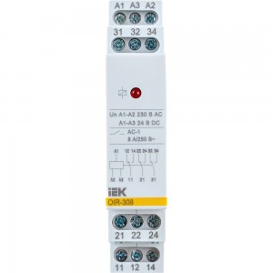 Промежуточное реле IEK OIR 3 контакта, 8А, 230В, AC OIR-308-AC230V