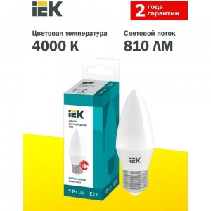 Лампа IEK LED, C35, свеча, 9вт, 230В, 4000К, E27 LLE-C35-9-230-40-E27