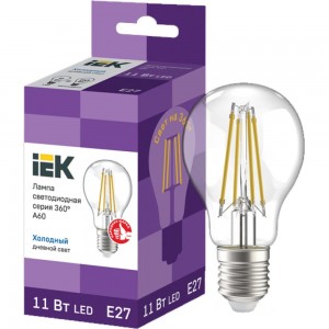 Лампа IEK серия 360, LED, A60, прозрачная, 11вт, 230В, 6500К, E27 LLF-A60-11-230-65-E27 -CL