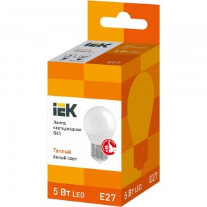 Лампа IEK LED, G45, шар, 5вт, 230В, 3000К, E27 LLE-G45-5-230-30-E27