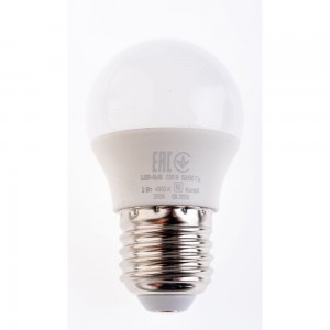 Лампа IEK LED, G45, шар, 5вт, 230В, 4000К, E27 LLE-G45-5-230-40-E27