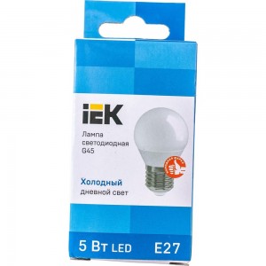 Лампа IEK LED, G45, шар, 5вт, 230В, 6500К, E27 LLE-G45-5-230-65-E27