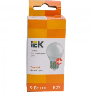 Лампа IEK LED, G45, шар, 9вт, 230В, 3000К, E27 LLE-G45-9-230-30-E27