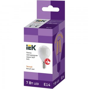 Лампа IEK серия 360 LED, G45, шар, матовая, 7вт, 230В, 4000К, E14 LLF-G45-7-230-40-E14-FR