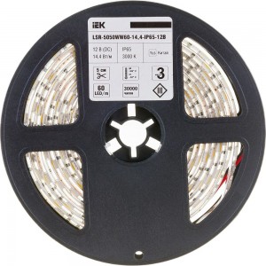 Лента IEK LED 3м LSR-5050WW60-14, 4-IP65-12В LSR2-1-060-65-3-03