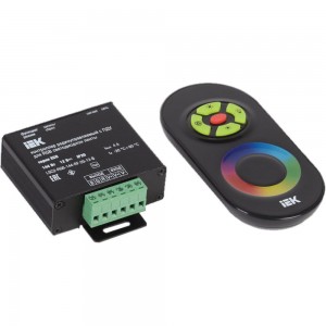 Контроллер с ПДУ IEK радио, RGB, 3 канала, 12В, 4А, 144Вт, черный LSC1-RGB-144-RF-20-12-B