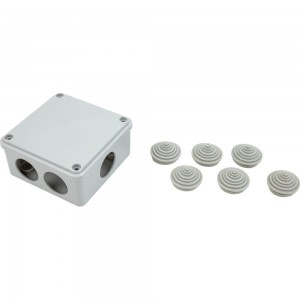 Распаячная коробка IEK КМ для открытой проводки, 100x100x45мм, IP44, 6 вводов, RAL UKO11-100-100-045-K41-44