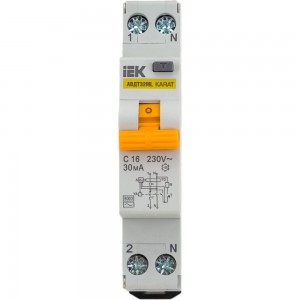 Автоматический выключатель IEK дифференциального тока АВДТ32МL C16 30мА KARAT MVD12-1-016-C-030