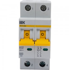 Автоматический выключатель IEK ВА47-60M 2Р 32А 6кА B MVA31-2-032-B