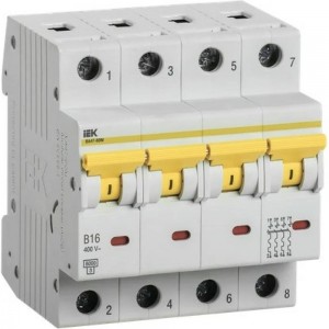 Автоматический выключатель IEK ВА47-60M 4Р 16А 6кА B MVA31-4-016-B