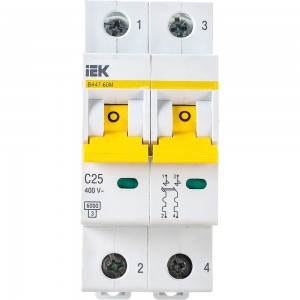 Автоматический выключатель IEK ВА47-60M 2Р 25А 6кА С MVA31-2-025-C