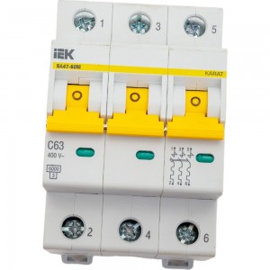 Автоматический выключатель IEK ВА47-60M 3Р 63А 6кА С MVA31-3-063-C