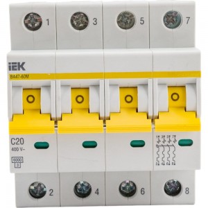 Автоматический выключатель IEK ВА47-60M 4Р 20А 6кА С MVA31-4-020-C