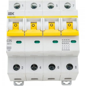 Автоматический выключатель IEK ВА47-60M 4Р 25А 6кА С MVA31-4-025-C
