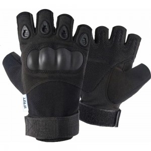Тактические перчатки без пальцев Ifrit KRATOS замша/нейлон/пластик, черный, р.XL Рук-602-XL