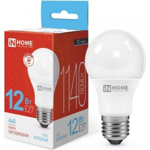 Светодиодная лампа IN HOME LED-A60-VC 12Вт 230В Е27 6500К 1080Лм 4690612020259