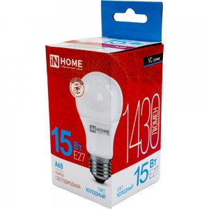 Светодиодная лампа IN HOME LED-A60-VC 15Вт 230В Е27 6500К 1350Лм 4690612020280