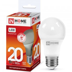 Светодиодная лампа IN HOME LED-A60-VC 20Вт 230В Е27 6500К 1800Лм 4690612020310