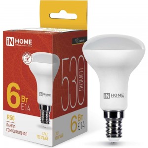 Светодиодная лампа IN HOME LED-R50-VC 6Вт 230В Е14 3000К 480Лм 4690612024240