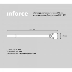 Долото лопаточное (310 мм; цилиндрический хвостовик) Inforce 11-01-344