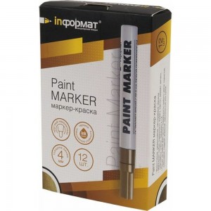 Маркер-краска INFORMAT PAINT PROFESSIONAL 4 мм, золото, круглый, нитро-основа KRR04Z