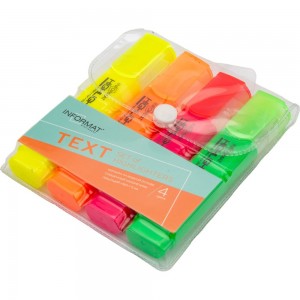 Набор текстовых маркеров INFORMAT FLASH 1-4 мм, ассорти, скошенный, 4 цвета FMSH01-4