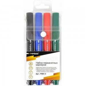 Набор пермаментных маркеров INFORMAT PERMANENT 5 мм, ассорти, круглый, 4 цвета PM01-4