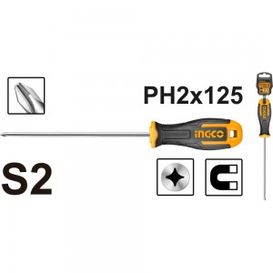 Крестовая отвертка INGCO PH2x125 HS68PH2125
