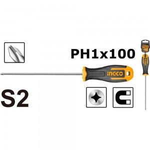 Крестовая отвертка INGCO PH1x100 мм HS68PH1100